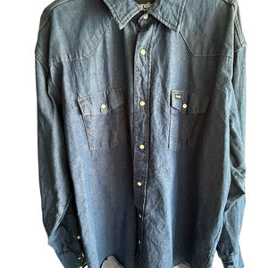 Wrangler Denim Pearlsnap Button Down Mens 2XLT